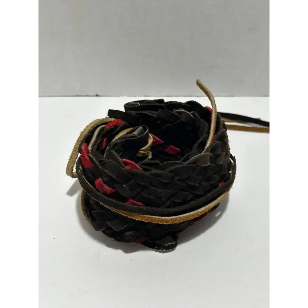 Bohemian Boho Style Woven Braided Black Wrap Belt Women's Fringe Wide Adjustable
